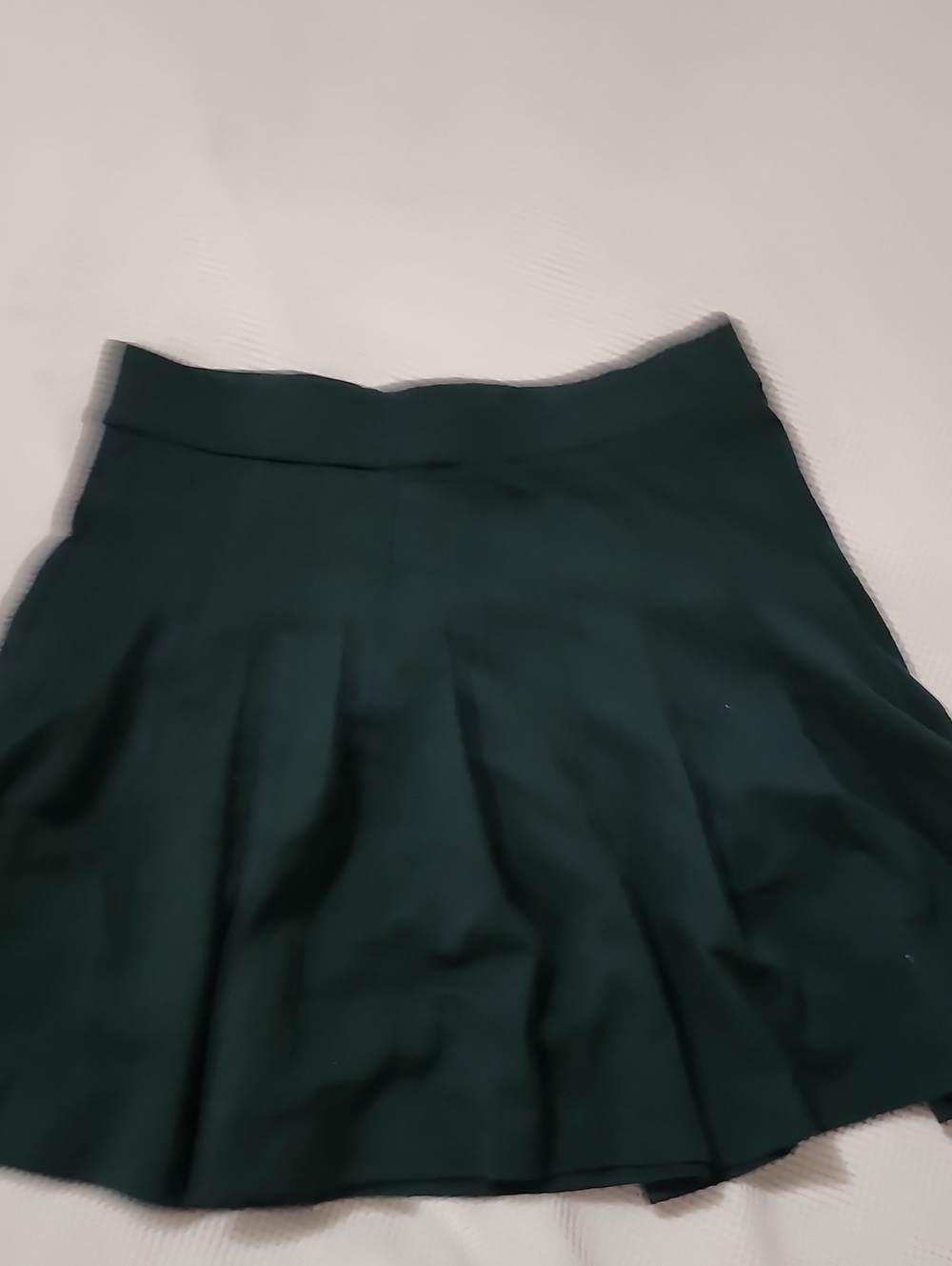 Dark Green Pleated A-Line Skirt - Women